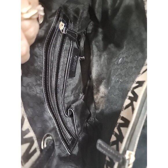 Michael Michael Kors MK Signature Khaki Canvas Tote Shoulder Bag 15X12X5 - Picture 6 of 16